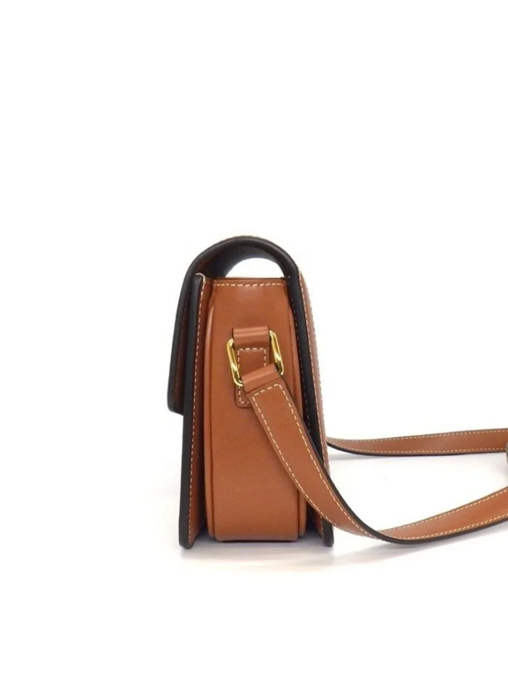 Celine Shoulder Bag Teen Triomphe Tan Canvas Calfskin